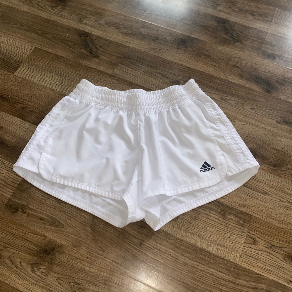 White Adidas athletic shorts